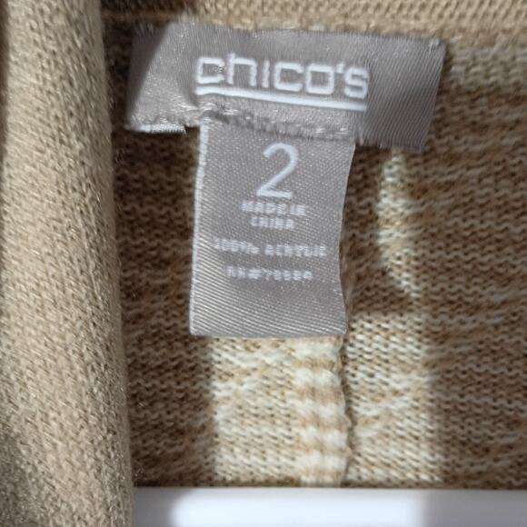Chicos Med Soft Knit Cardigan Tan Cashmere Feel Open Front Cozy Minimalist Layer - Picture 5 of 8